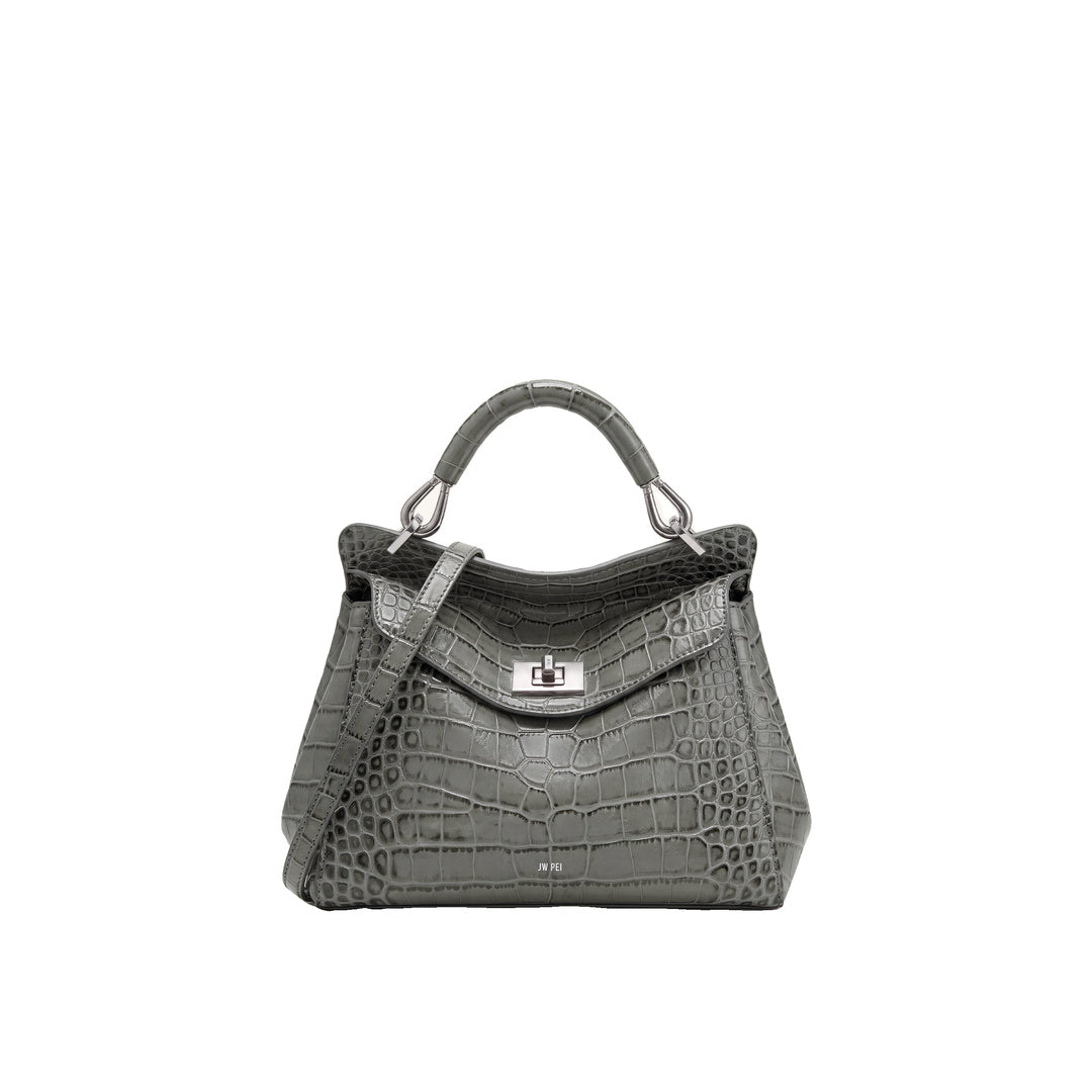 JW PEI Lucia Classic Top Handle Bag - Grey Croc by JW PEI