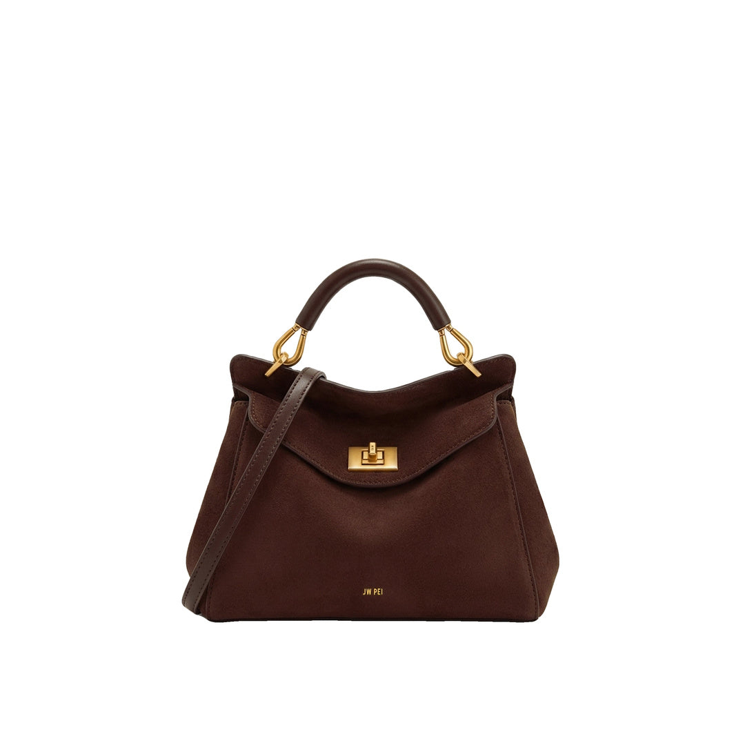 JW PEI Lucia Classic Faux Suede Top Handle Bag - Dark Brown by JW PEI