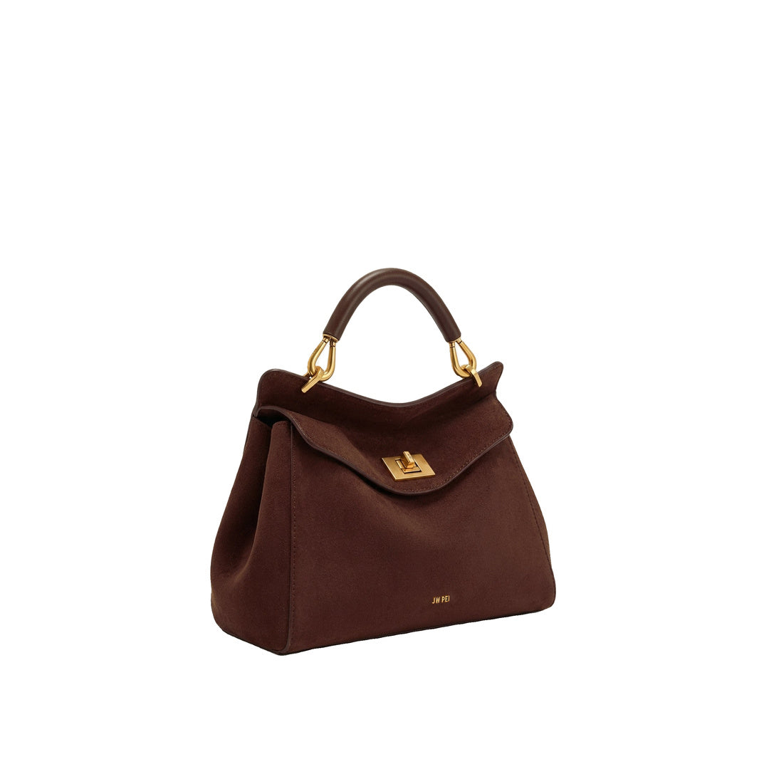JW PEI Lucia Classic Faux Suede Top Handle Bag - Dark Brown by JW PEI