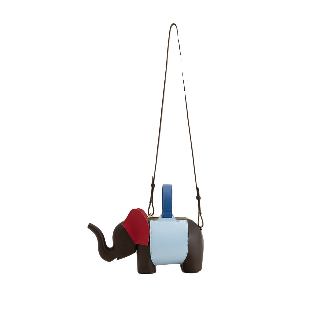 JW PEI Claire Elephant Shaped Handbag - Dark Brown/Blue by JW PEI