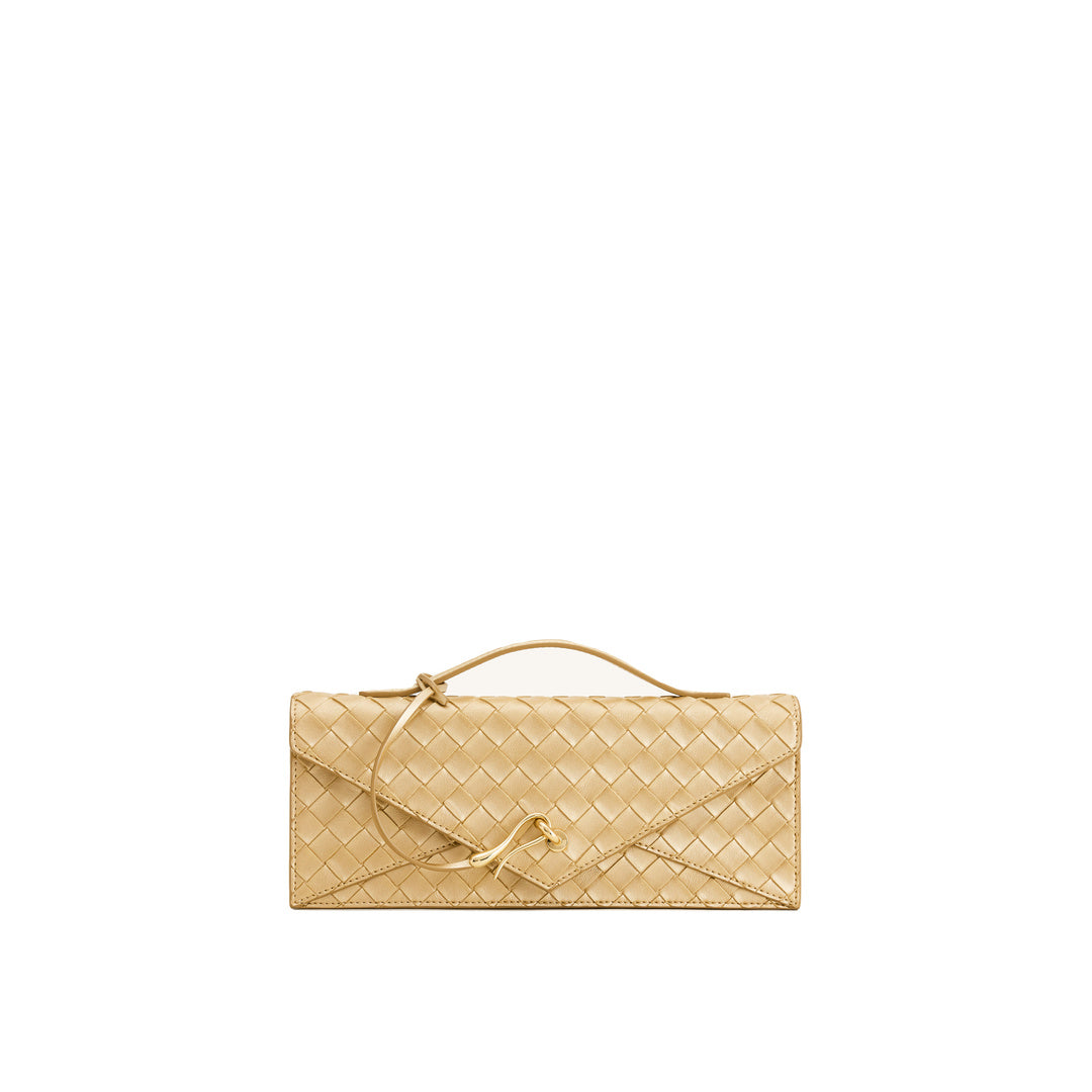 JW PEI Celeste Woven Textured Envelope Top Handle Bag - Champagne Gold by JW PEI