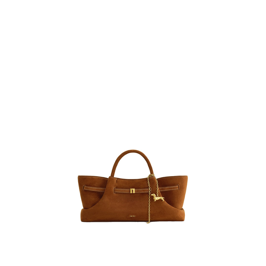 JW PEI Maeve Dachshund Metal Charm Faux Suede Tote Bag - Brown by JW PEI