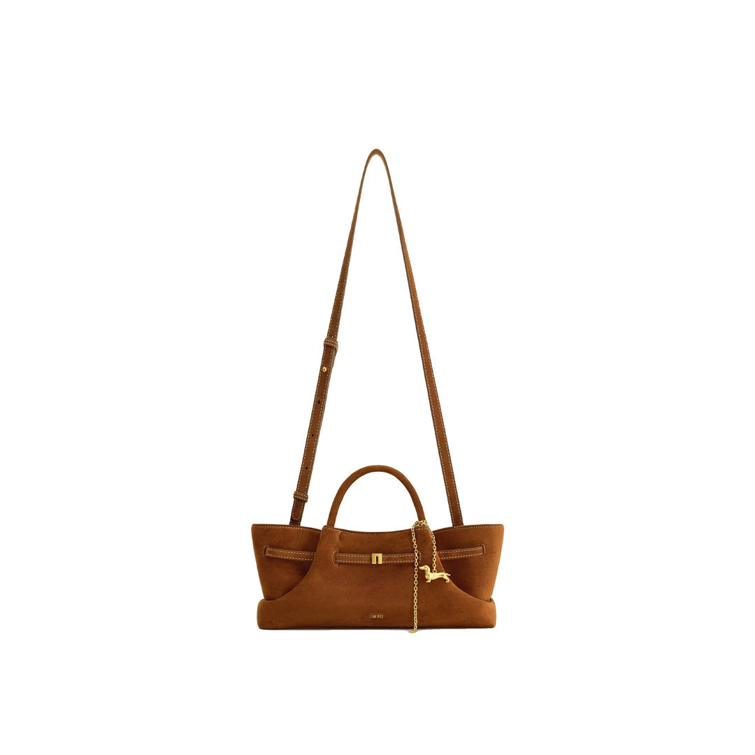 JW PEI Maeve Dachshund Metal Charm Faux Suede Tote Bag - Brown by JW PEI