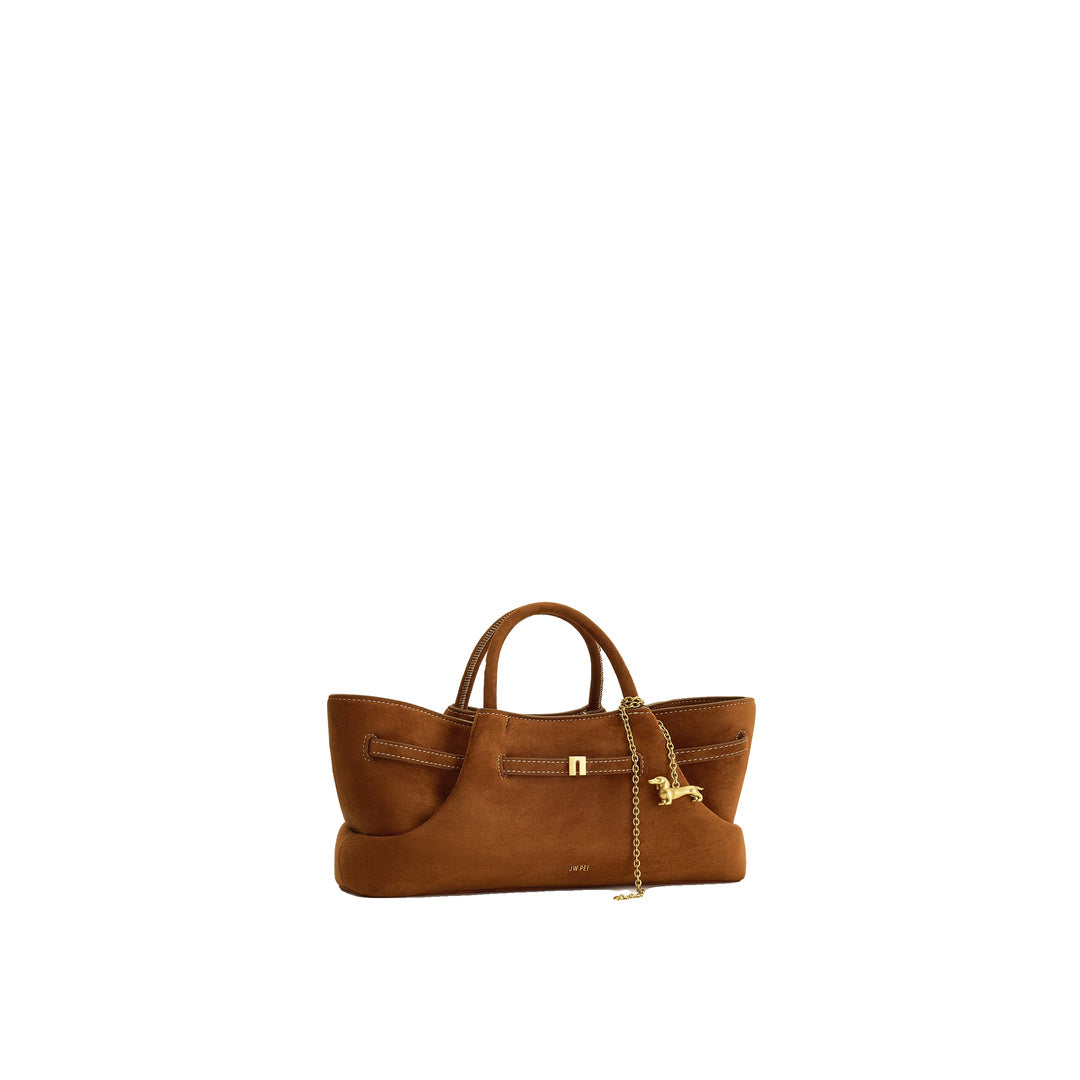 JW PEI Maeve Dachshund Metal Charm Faux Suede Tote Bag - Brown by JW PEI