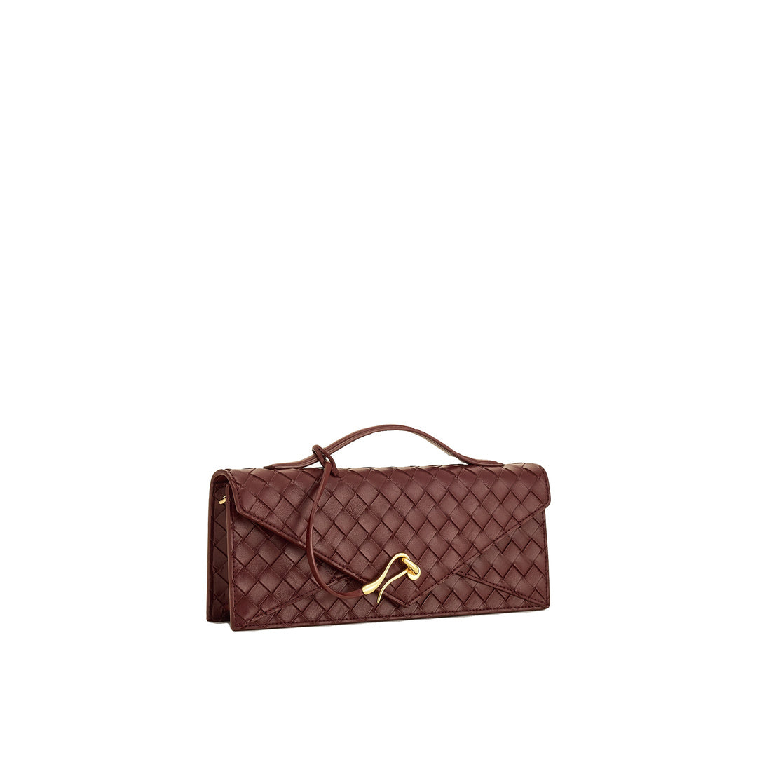 JW PEI Celeste Woven Textured Envelope Top Handle Bag - Burgundy by JW PEI