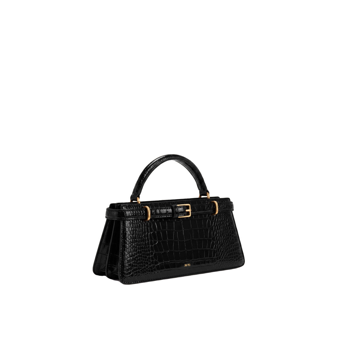 JW PEI Elena Classic Top Handle Bag - Black Croc by JW PEI