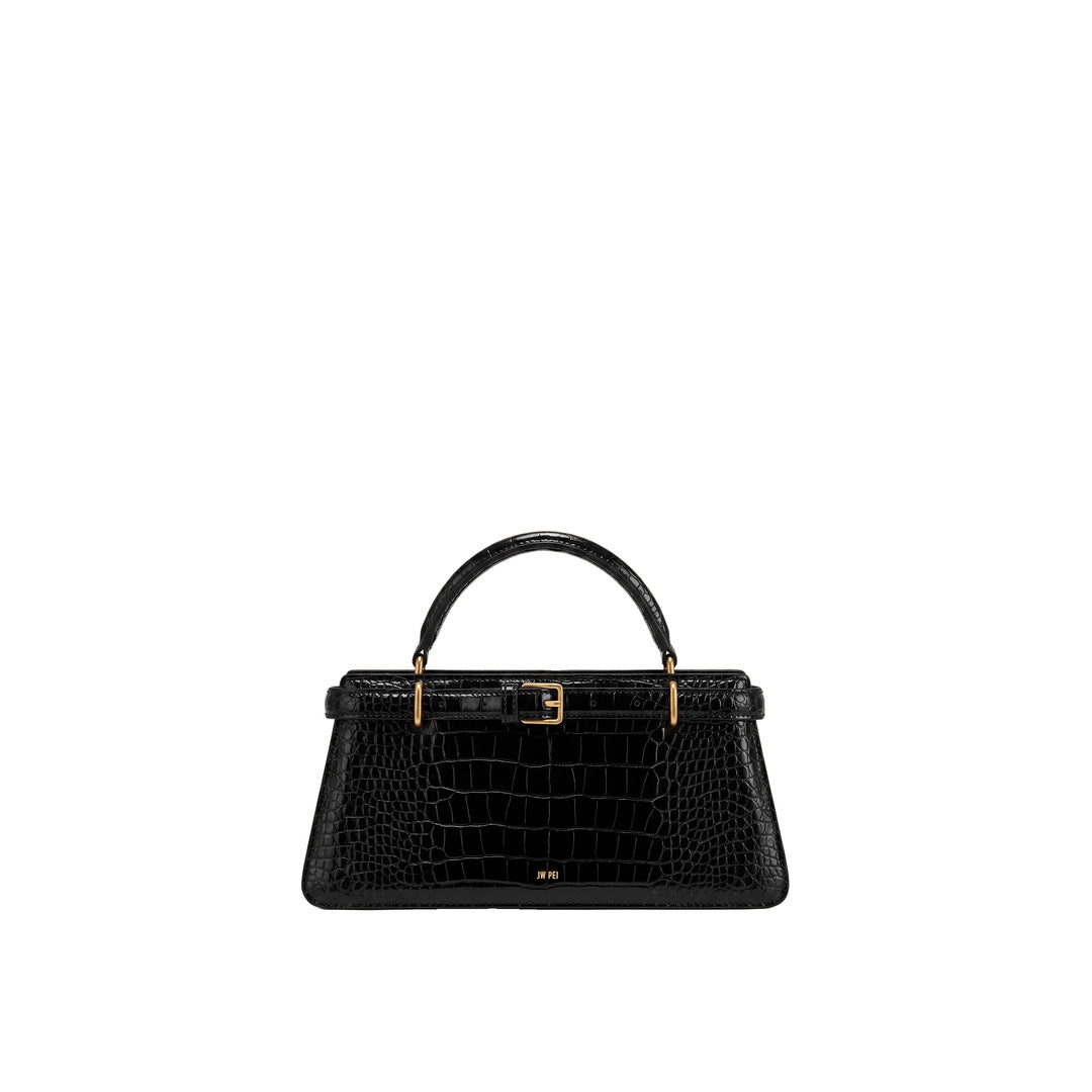 JW PEI Elena Classic Top Handle Bag - Black Croc by JW PEI