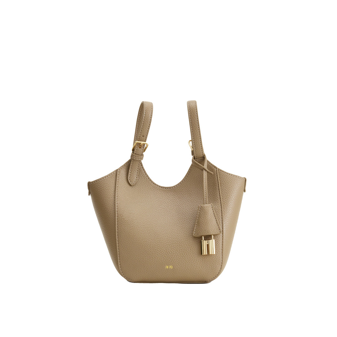 JW PEI Ines Padlock Tote Bag - Gray Beige by JW PEI