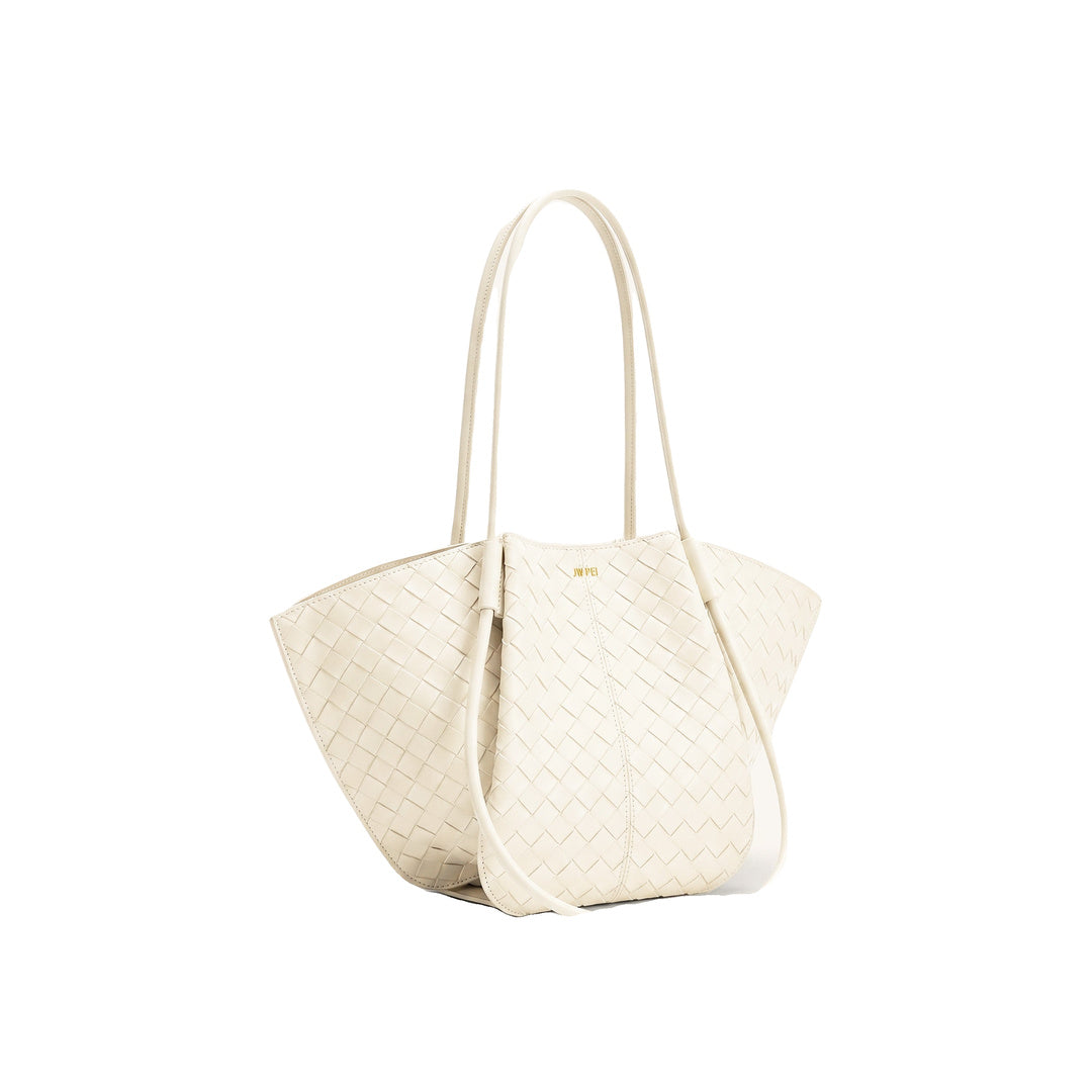 JW PEI Nala Woven Texture Wide Tote Bag - Off-White by JW PEI