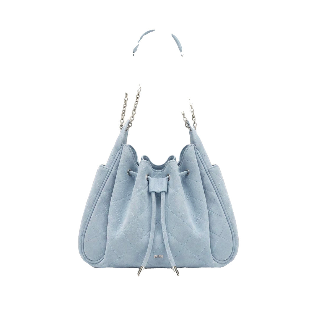 JW PEI Rowan Faux Suede Quilted Chain Bucket Bag - Blue by JW PEI