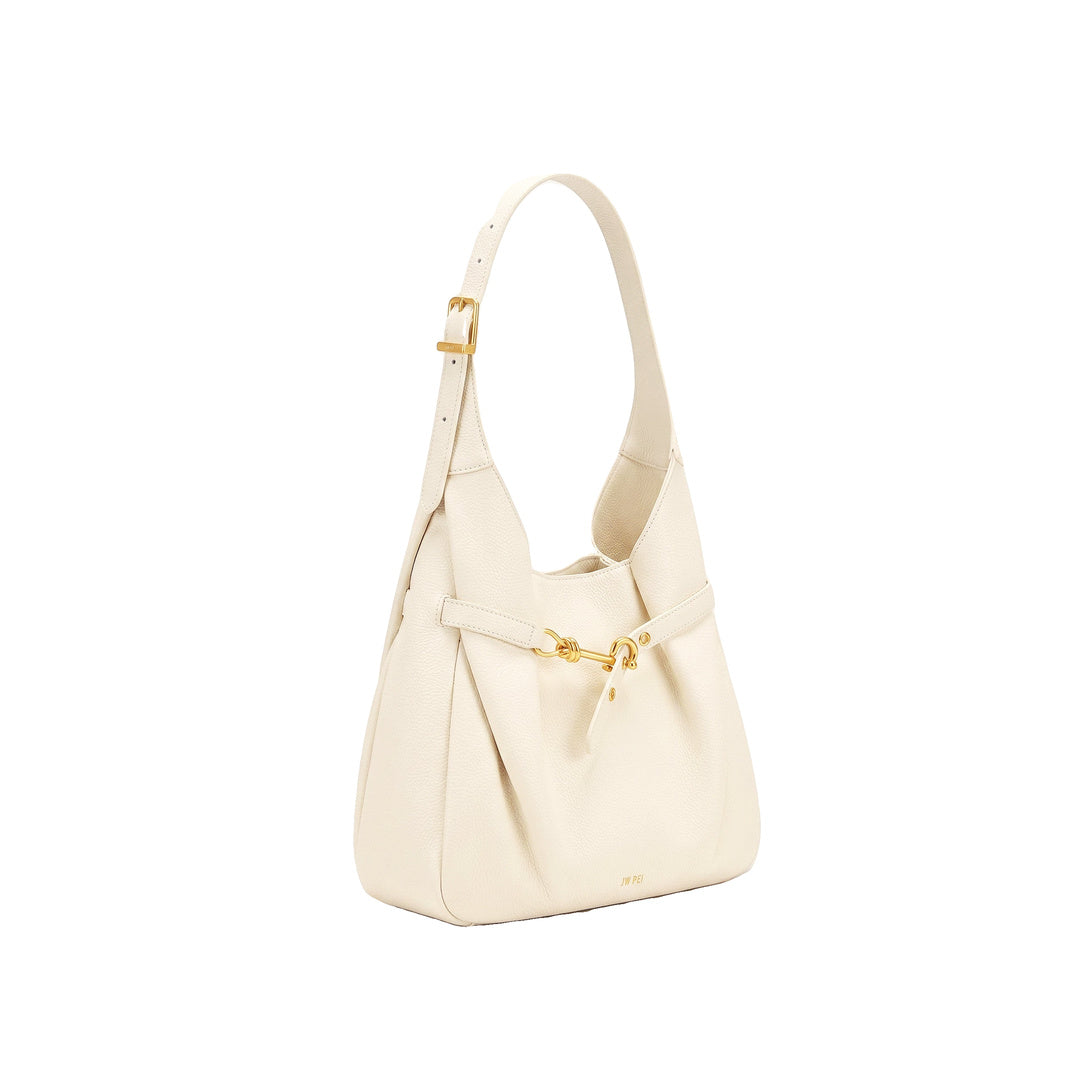 JW PEI Alina Pebbled Hobo Bag - White by JW PEI