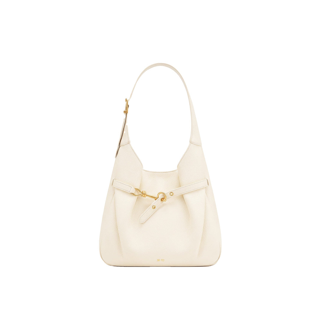 JW PEI Alina Pebbled Hobo Bag - White by JW PEI