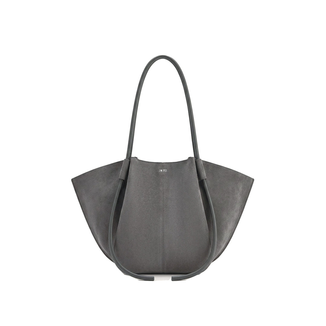 JW PEI Nala Faux Suede Wide Tote Bag - Dark Gray by JW PEI