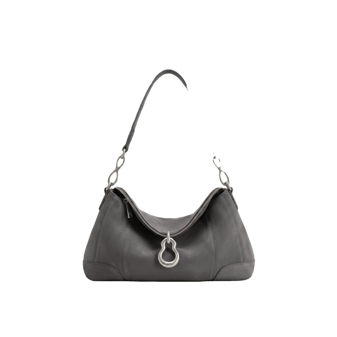 JW PEI Jayla Faux Suede Metal Pendant Embellished Shoulder Bag - Dark Grey by JW PEI