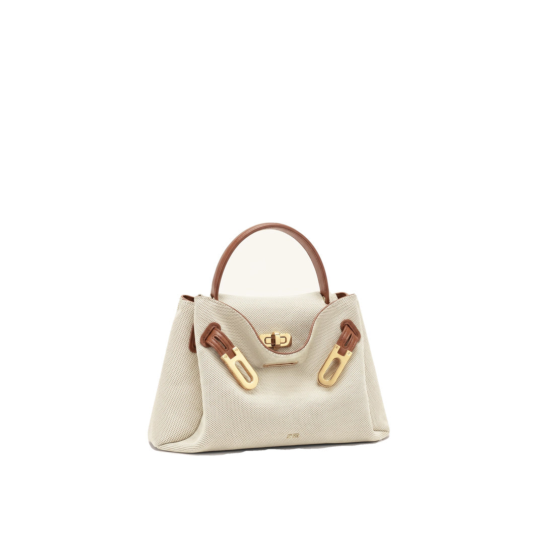 JW PEI Rhea Small Double Buckle Shoulder Bag - Brown Canvas by JW PEI