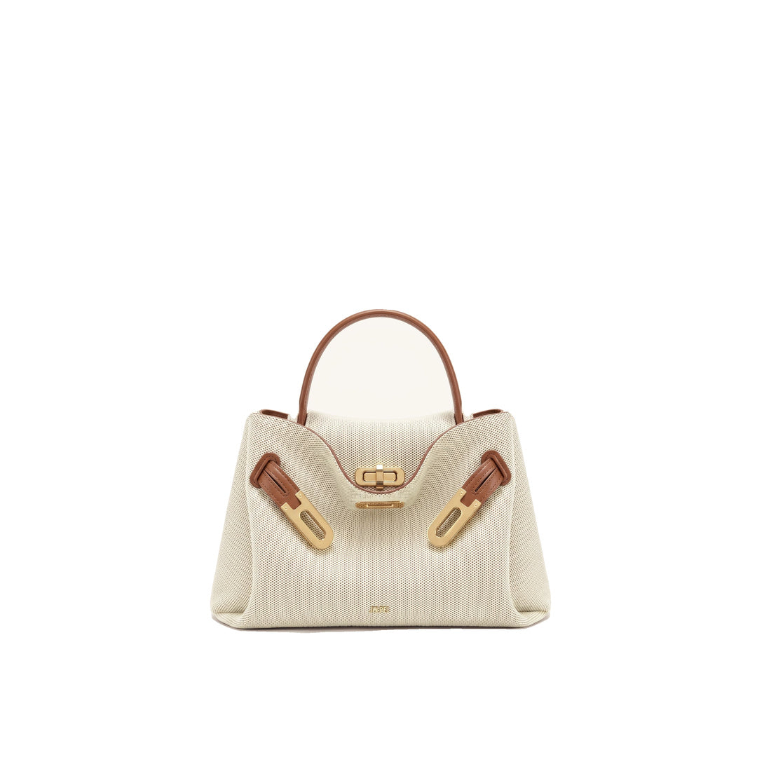 JW PEI Rhea Small Double Buckle Shoulder Bag - Brown Canvas by JW PEI