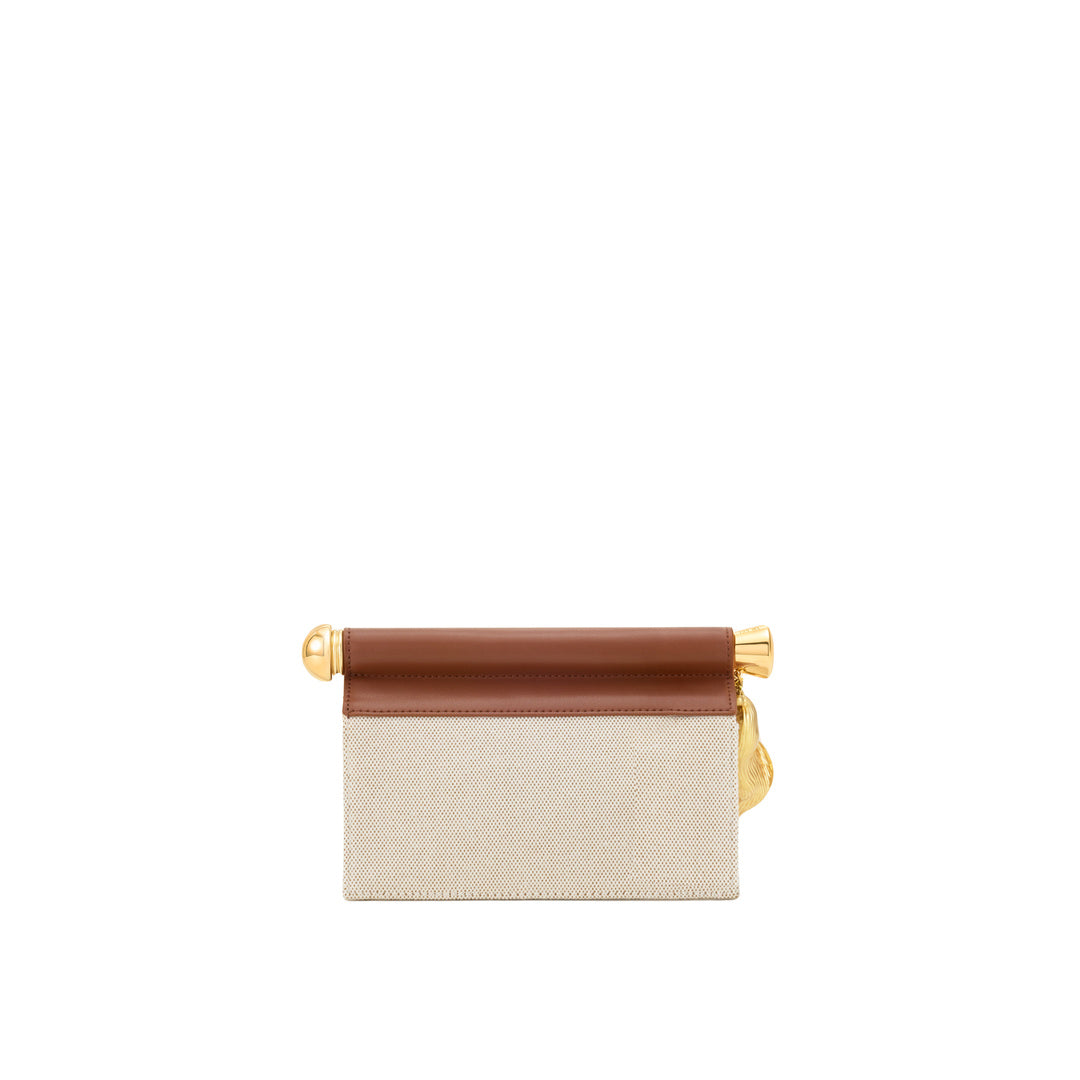 JW PEI Holly Metal Pendant Embellished Clutch - Brown Canvas by JW PEI