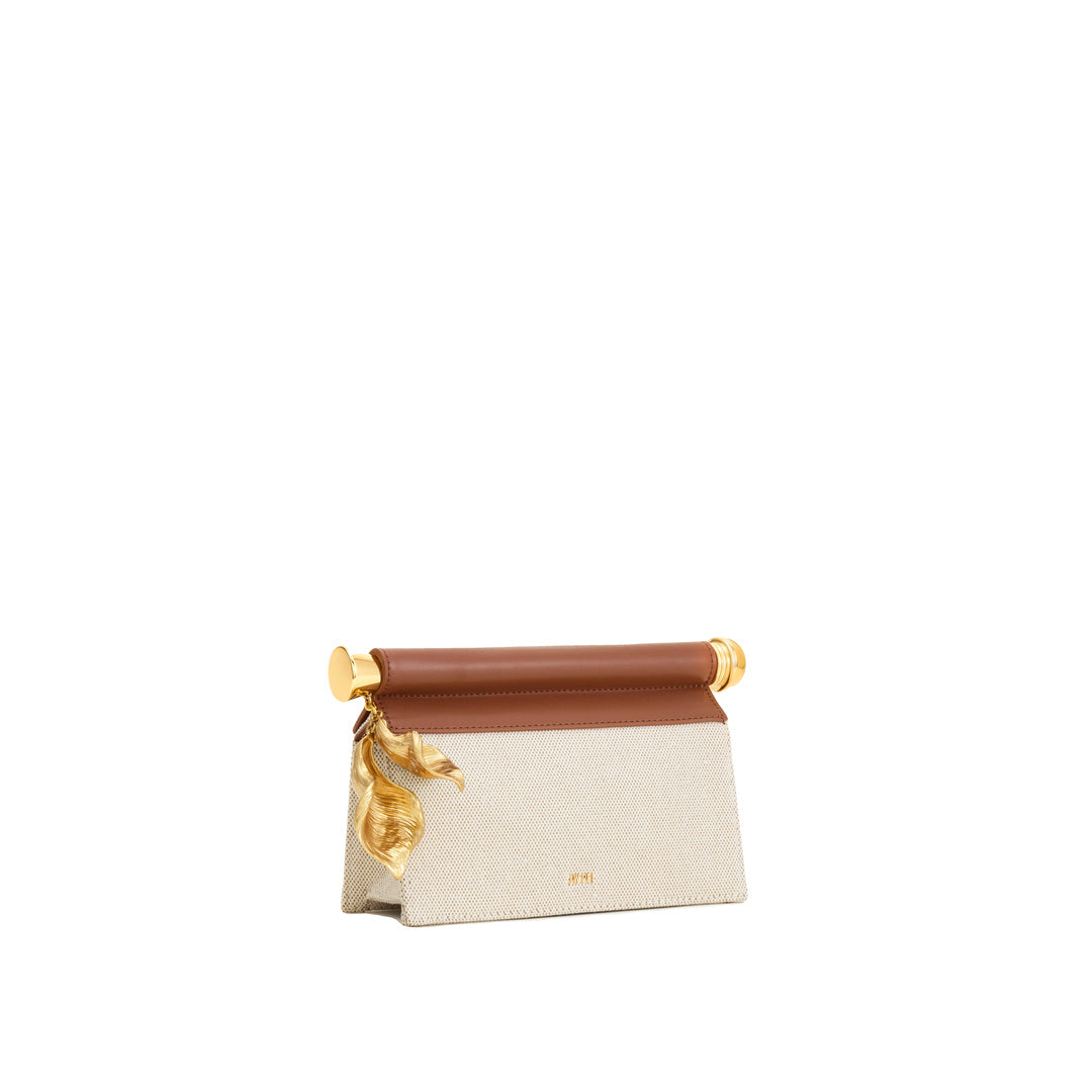 JW PEI Holly Metal Pendant Embellished Clutch - Brown Canvas by JW PEI