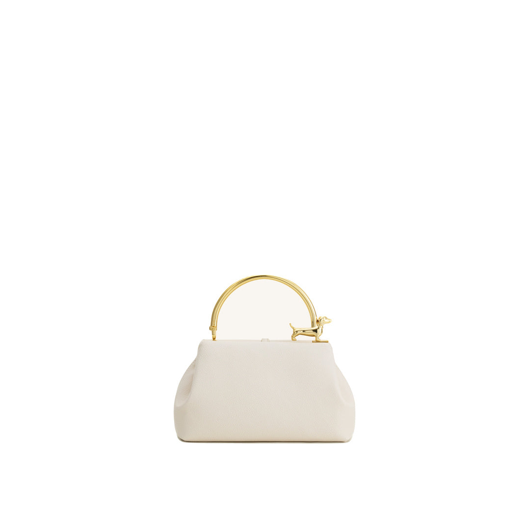 JW PEI Bruna Dachshund Metal Handle Top Handle Bag - White by JW PEI
