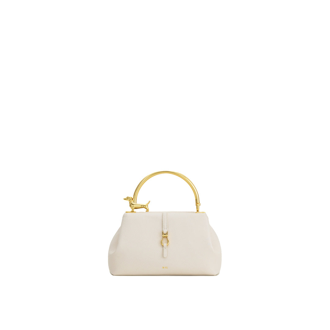JW PEI Bruna Dachshund Metal Handle Top Handle Bag - White by JW PEI