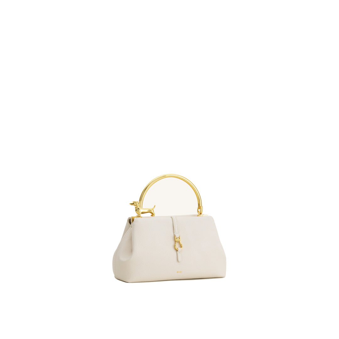 JW PEI Bruna Dachshund Metal Handle Top Handle Bag - White by JW PEI