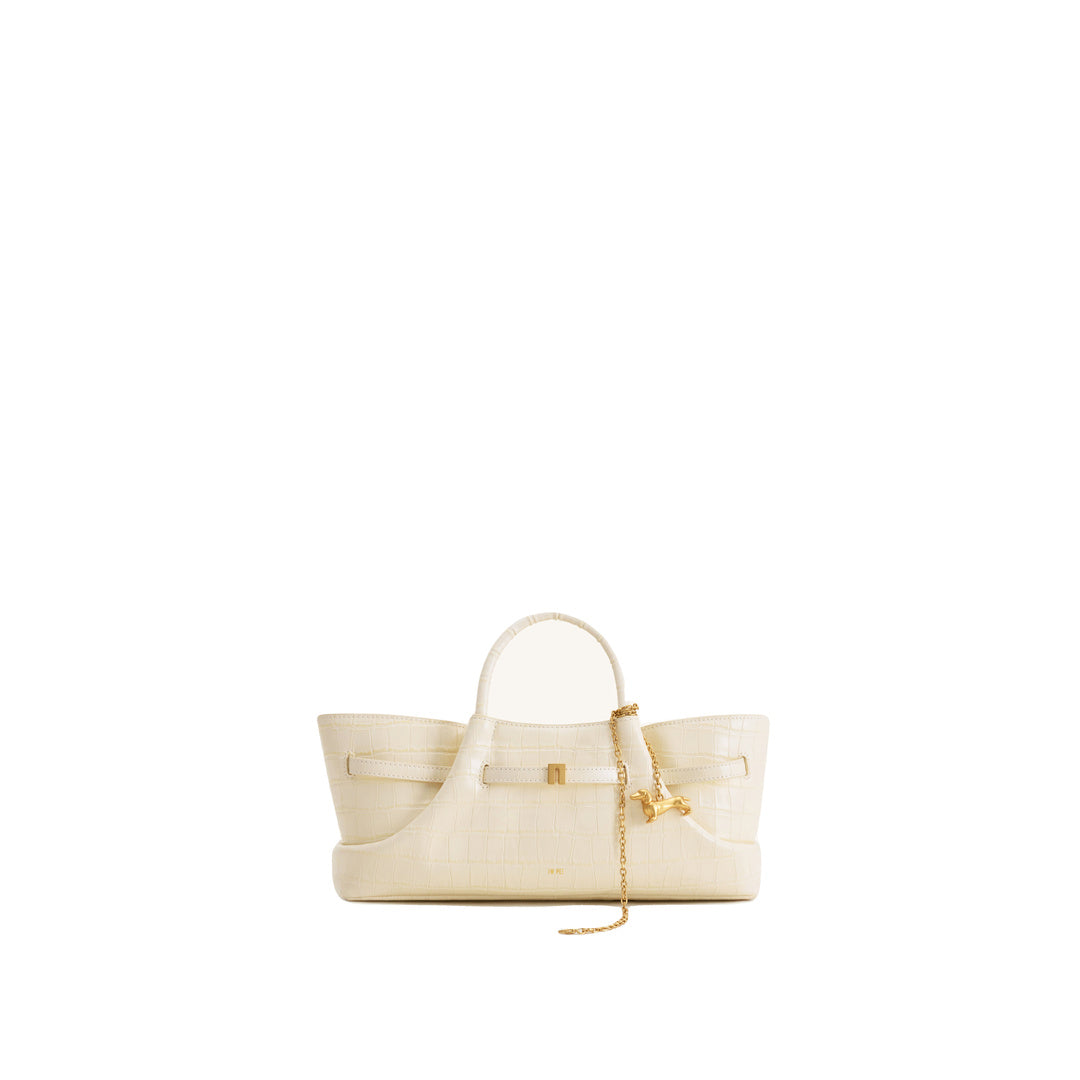 JW PEI Maeve Dachshund Metal Charm Tote Bag - Ivory Croc by JW PEI