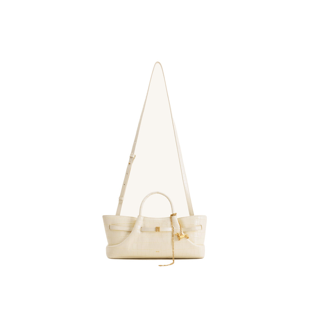 JW PEI Maeve Dachshund Metal Charm Tote Bag - Ivory Croc by JW PEI