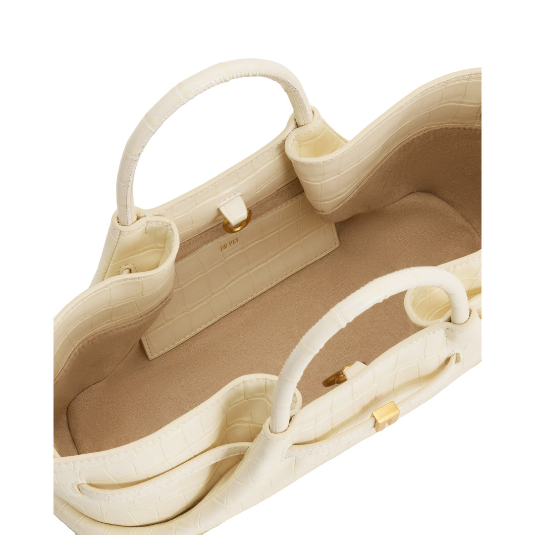 JW PEI Maeve Dachshund Metal Charm Tote Bag - Ivory Croc by JW PEI