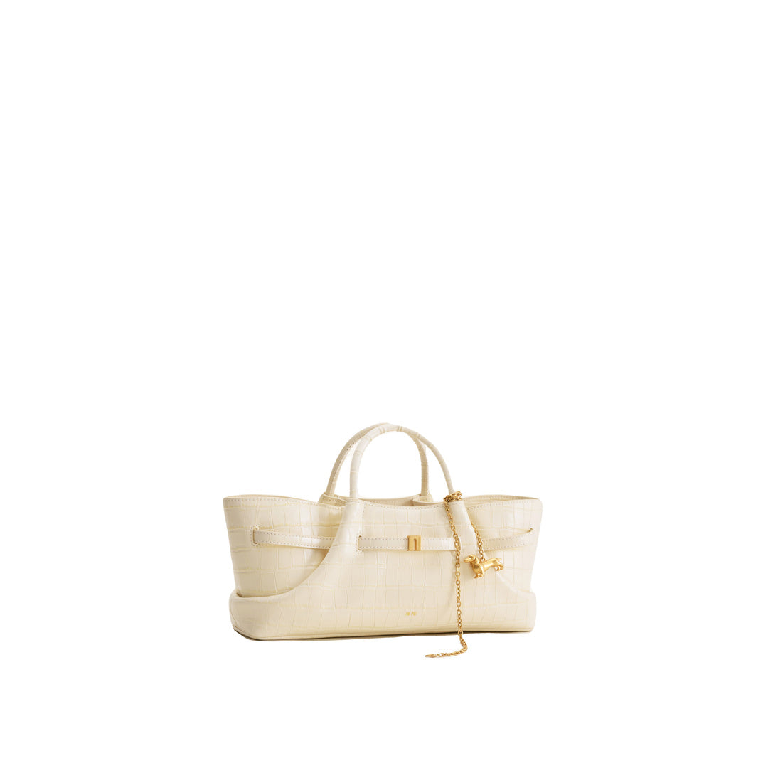 JW PEI Maeve Dachshund Metal Charm Tote Bag - Ivory Croc by JW PEI