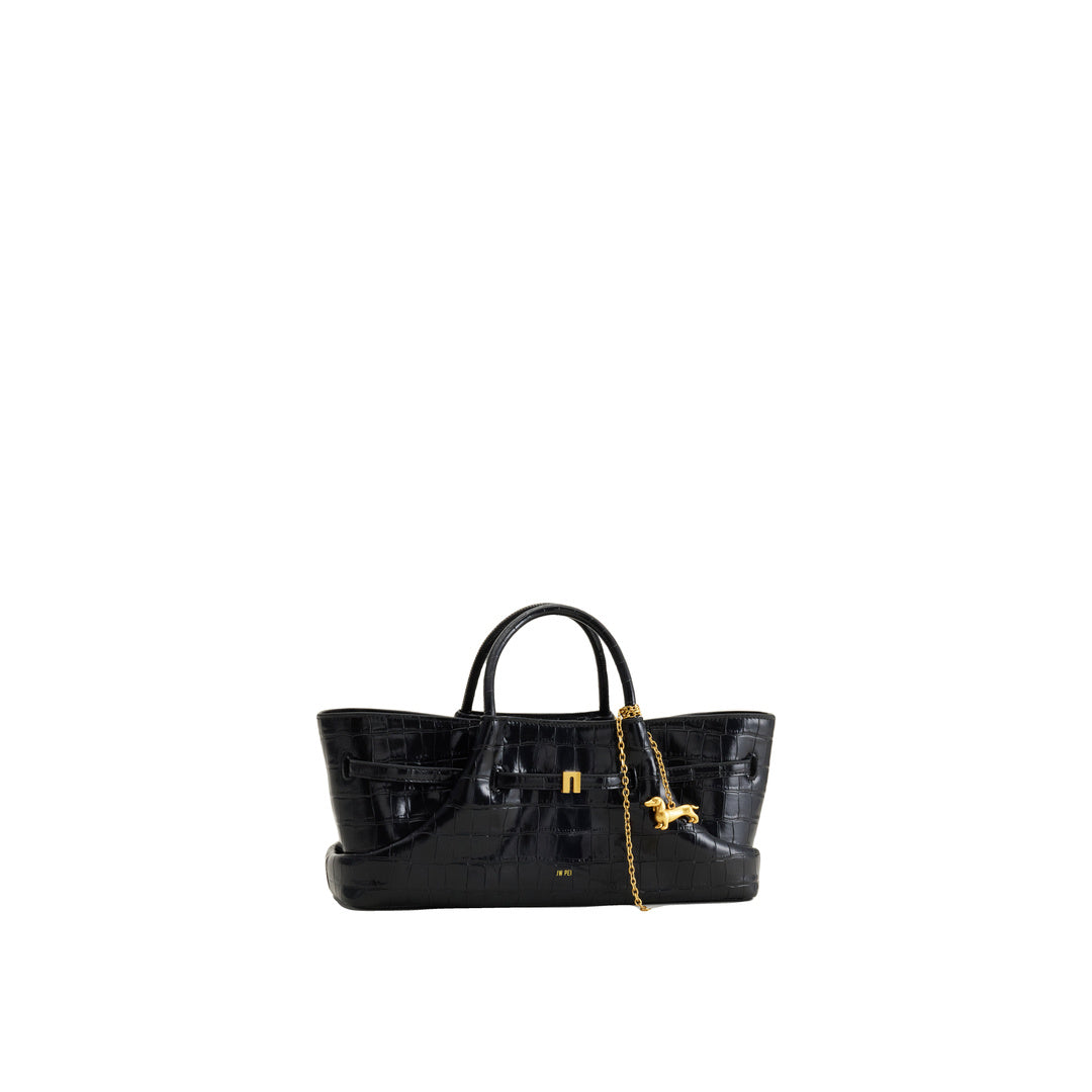 JW PEI Maeve Dachshund Metal Charm Tote Bag - Black Croc by JW PEI