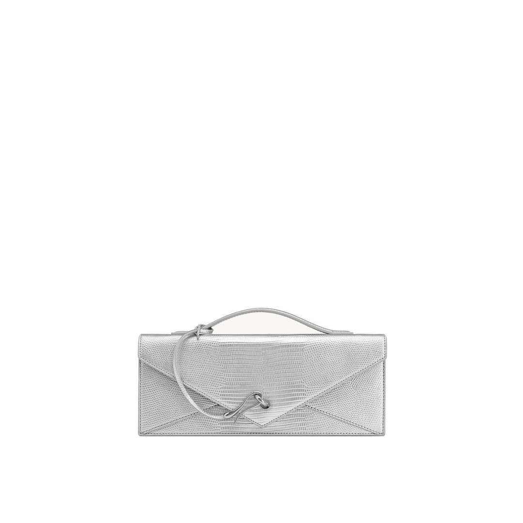 JW PEI Celeste Envelope Top Handle Bag - Silver Lizard Texture by JW PEI
