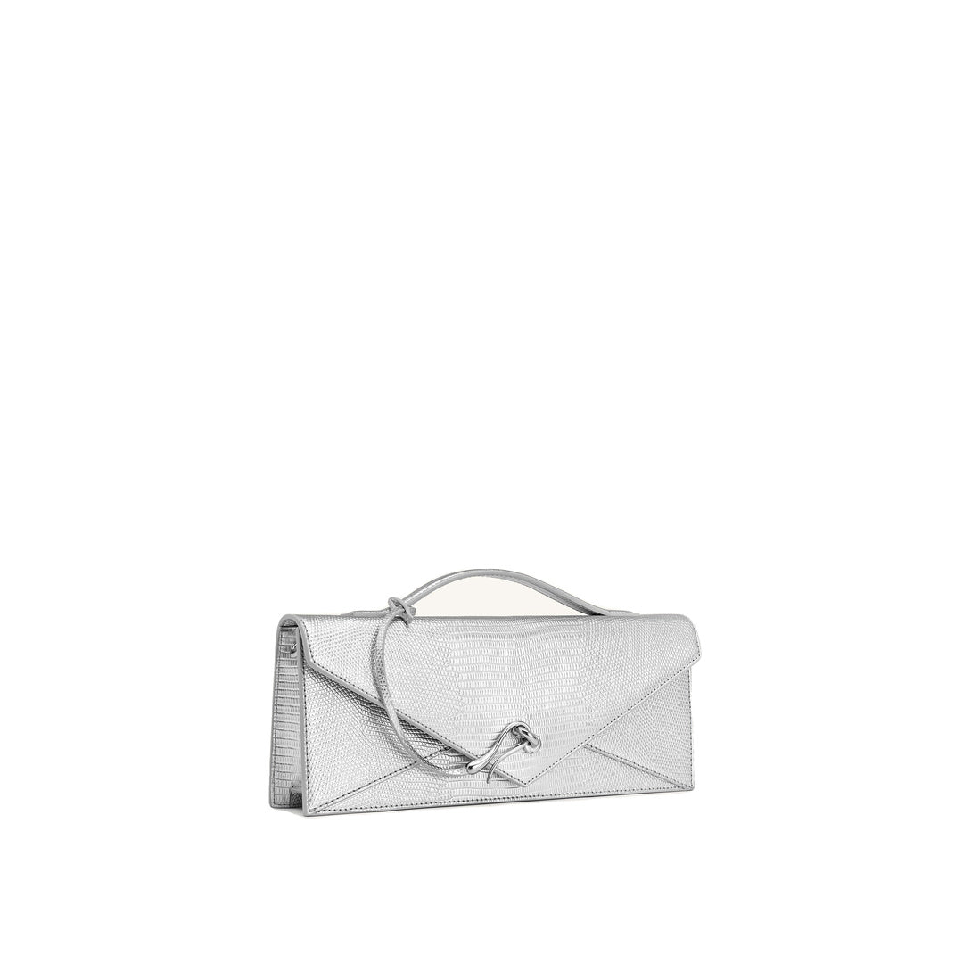 JW PEI Celeste Envelope Top Handle Bag - Silver Lizard Texture by JW PEI