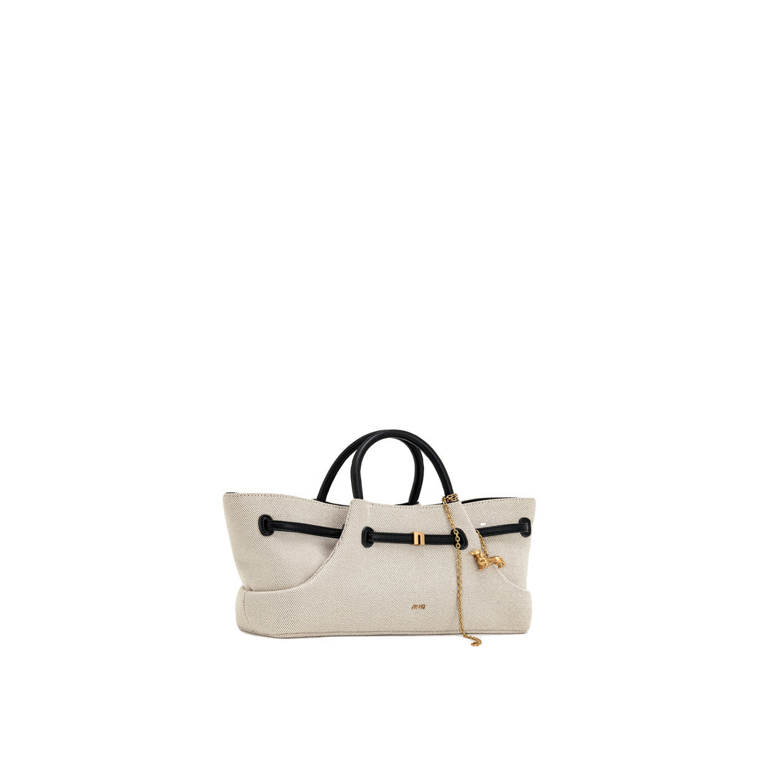 JW PEI Maeve Dachshund Metal Charm Tote Bag - Black Canvasa by JW PEI