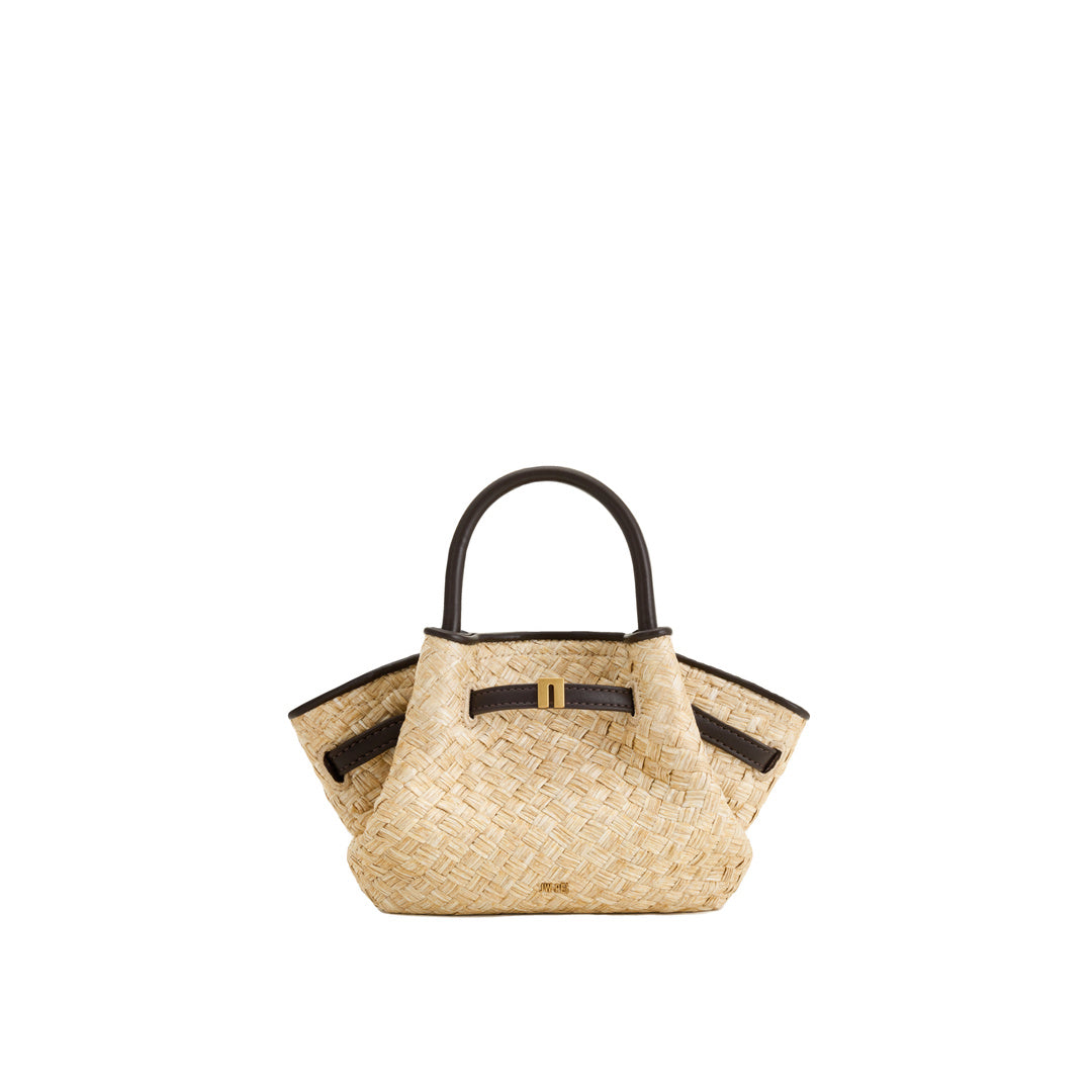 JW PEI Hana Mini Faux Straw Tote Bag - Brown by JW PEI