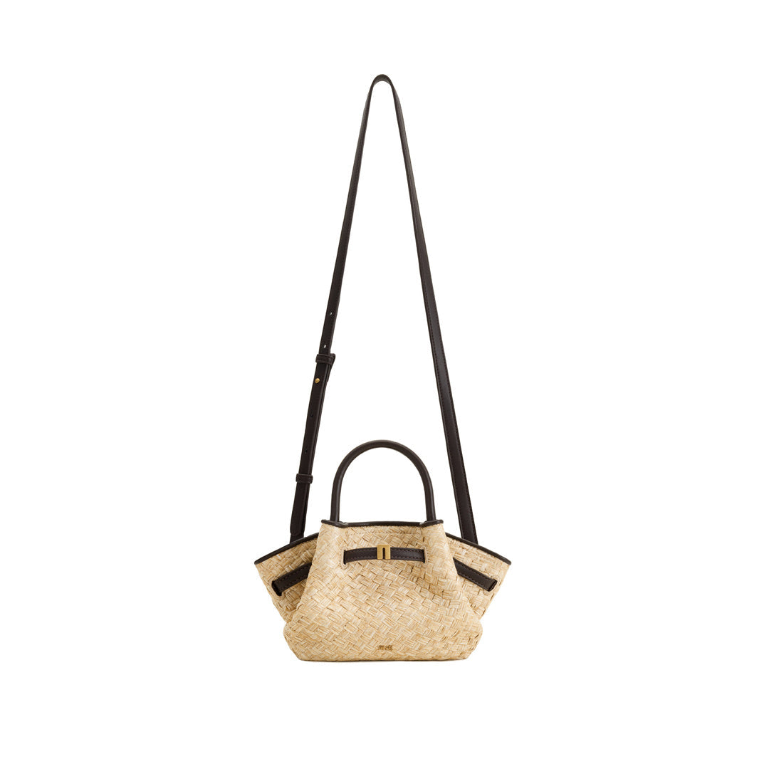 JW PEI Hana Mini Faux Straw Tote Bag - Brown by JW PEI