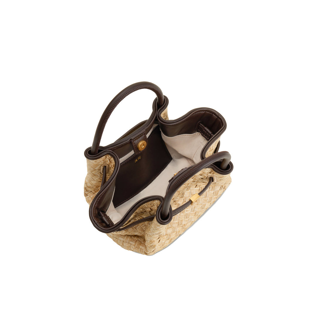 JW PEI Hana Mini Faux Straw Tote Bag - Brown by JW PEI
