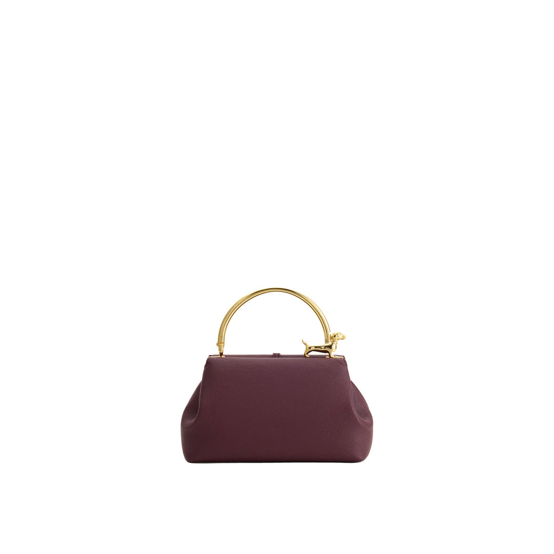 JW PEI Bruna Dachshund Metal Handle Top Handle Bag - Burgundy by JW PEI