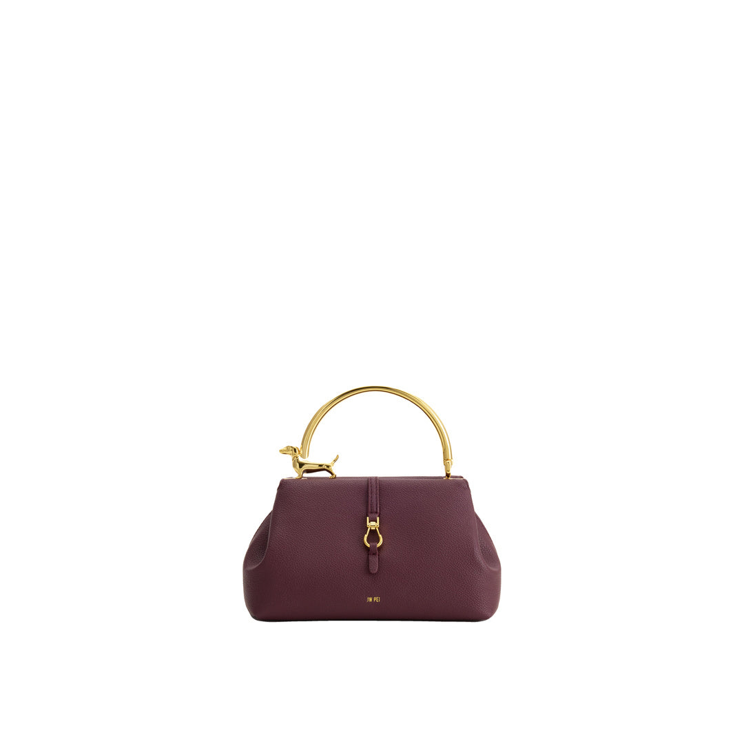 JW PEI Bruna Dachshund Metal Handle Top Handle Bag - Burgundy by JW PEI