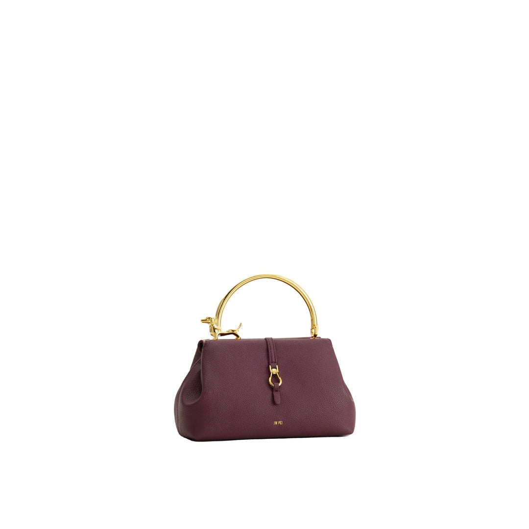 JW PEI Bruna Dachshund Metal Handle Top Handle Bag - Burgundy by JW PEI