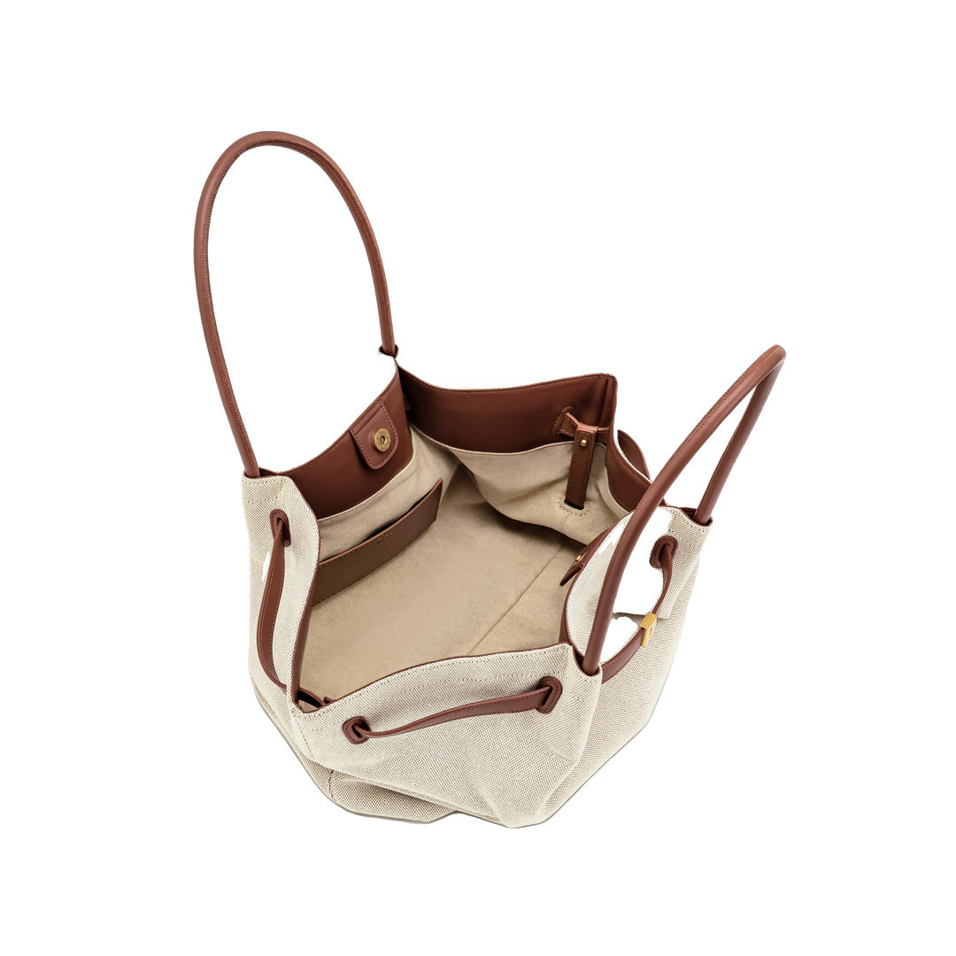 JW PEI Hana Large Tote Bag - Brown Canvas by JW PEI