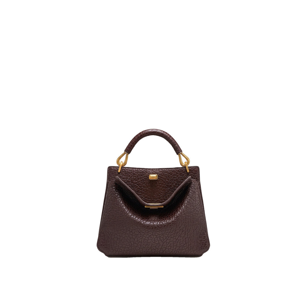 JW PEI Lucia Elephant-Effect Top Handle Bag - Dark Brown by JW PEI