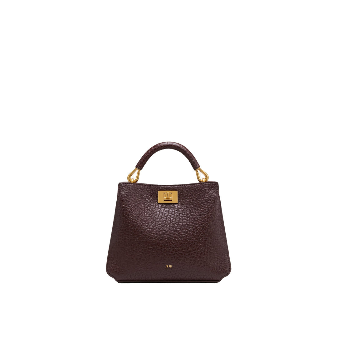 JW PEI Lucia Elephant-Effect Top Handle Bag - Dark Brown by JW PEI