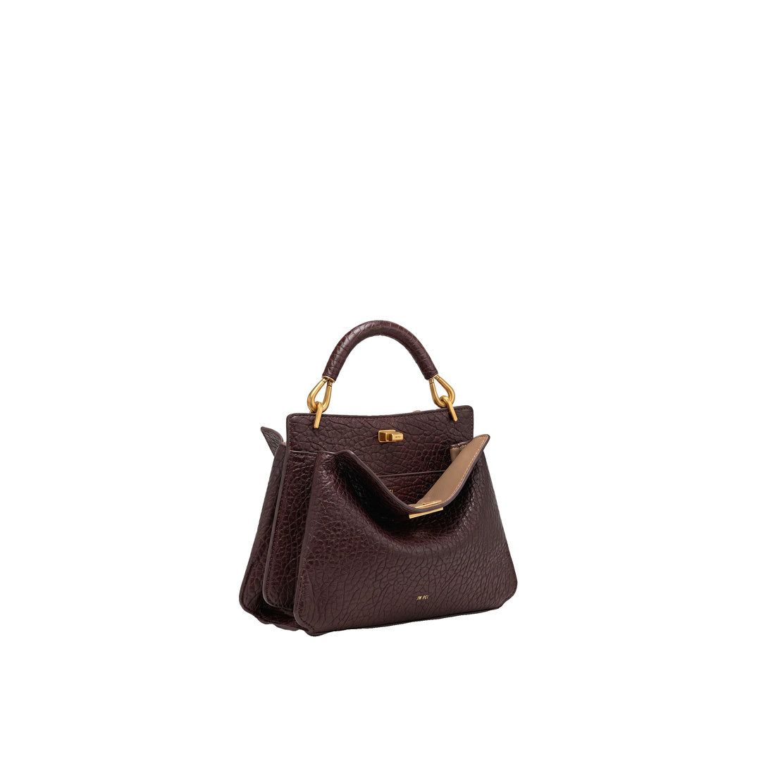 JW PEI Lucia Elephant-Effect Top Handle Bag - Dark Brown by JW PEI