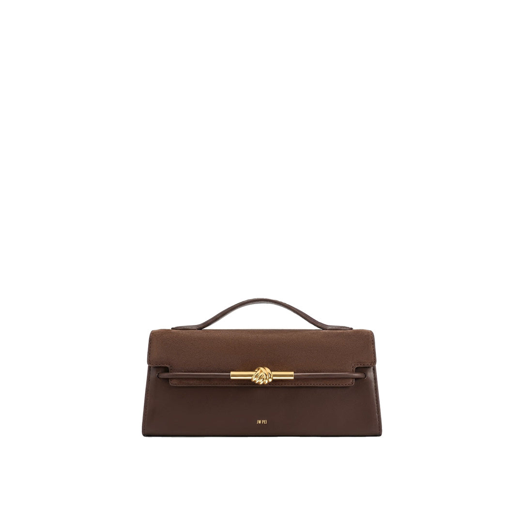 JW PEI Lena Faux Suede Metal Rope Knot Top Handle Bag - Dark Brown by JW PEI