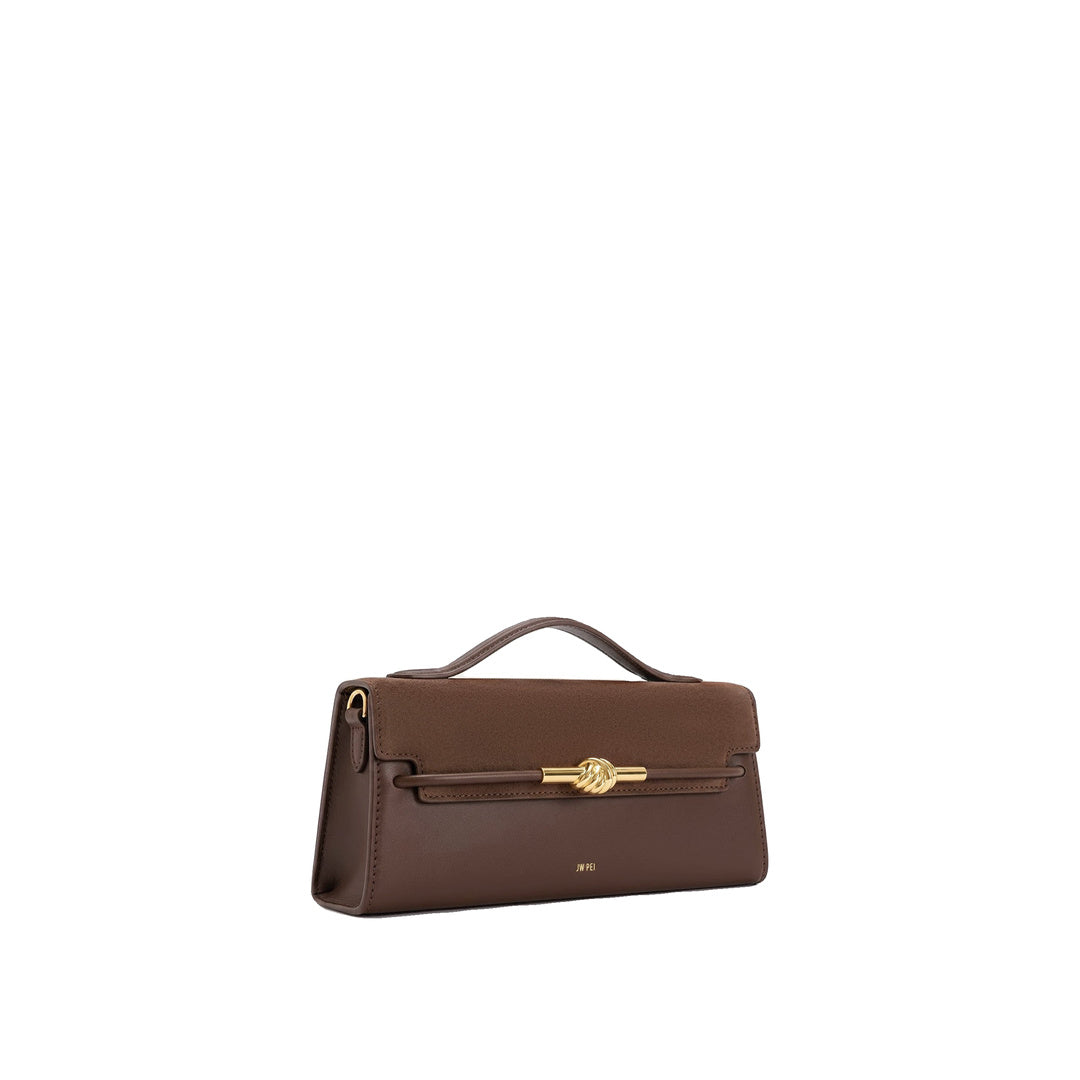 JW PEI Lena Faux Suede Metal Rope Knot Top Handle Bag - Dark Brown by JW PEI