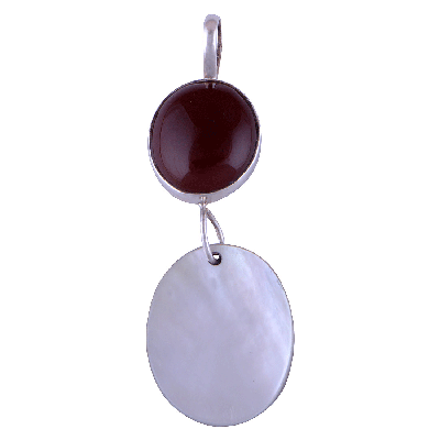 Carnelian, Mother Of Pearl 925 Sterling Silver Pendant - R100310-17