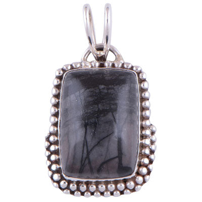 Black Obsidian 925 Sterling Silver Pendant - R100242-17