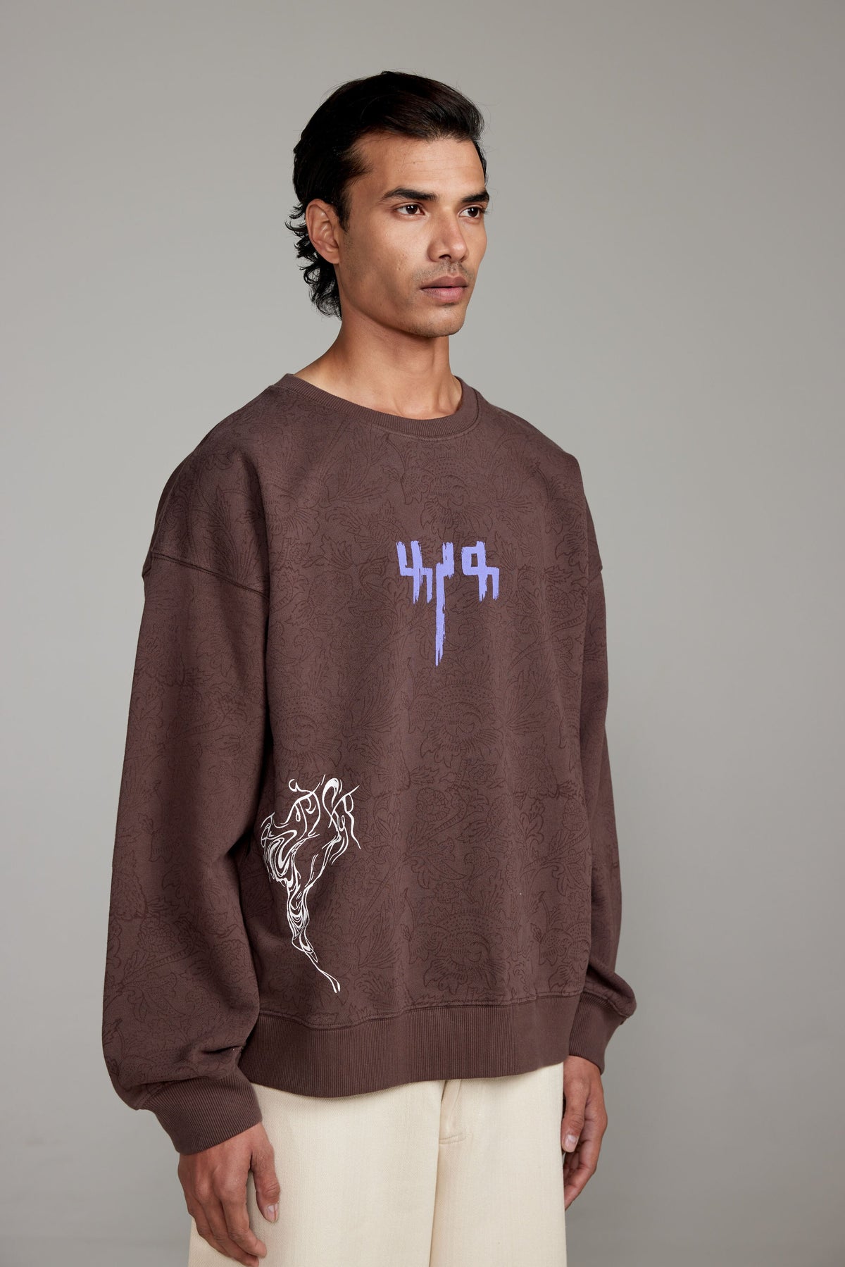 "Raat Akeli Hai" Blockprinted Sweatshirt by FARAK