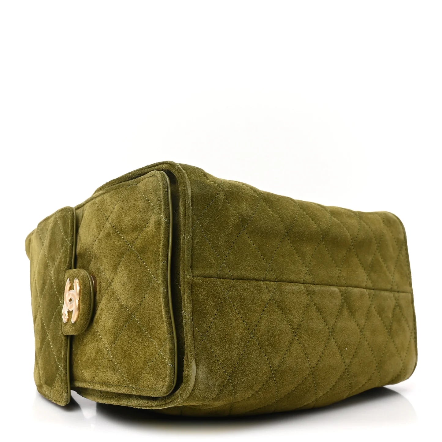 Chanel Small 25 Handbag – Suede Quilted, Khaki, Aged Gold Hardware