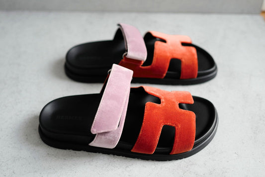 Hermès Chypre Sandals – Orange Canyon & Bruyère Suede Goatskin Edition - Zeuskicks